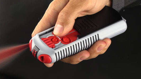 A closeup of AIIRO® being deployed with the press of a button. Red gel is bursting from one of the barrels.
